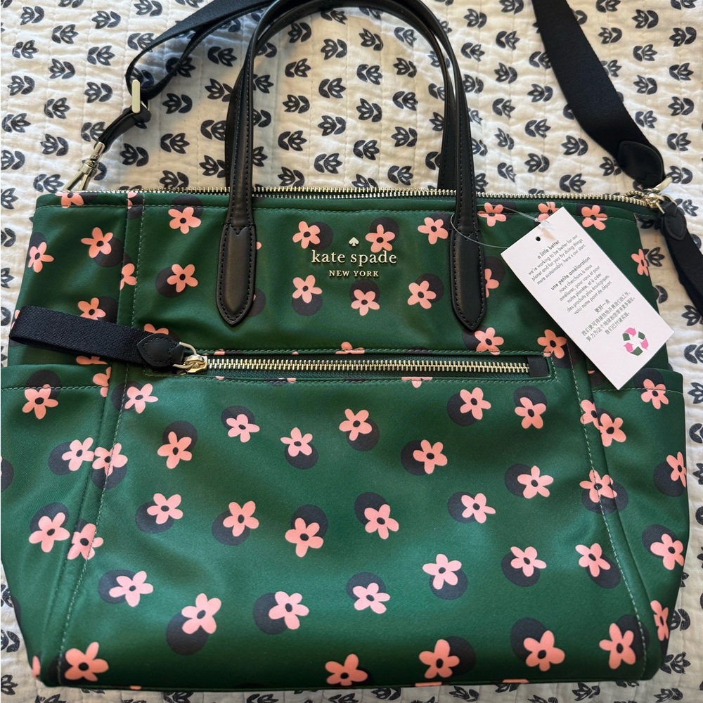 Kate Spade Green and Pink Floral Tote